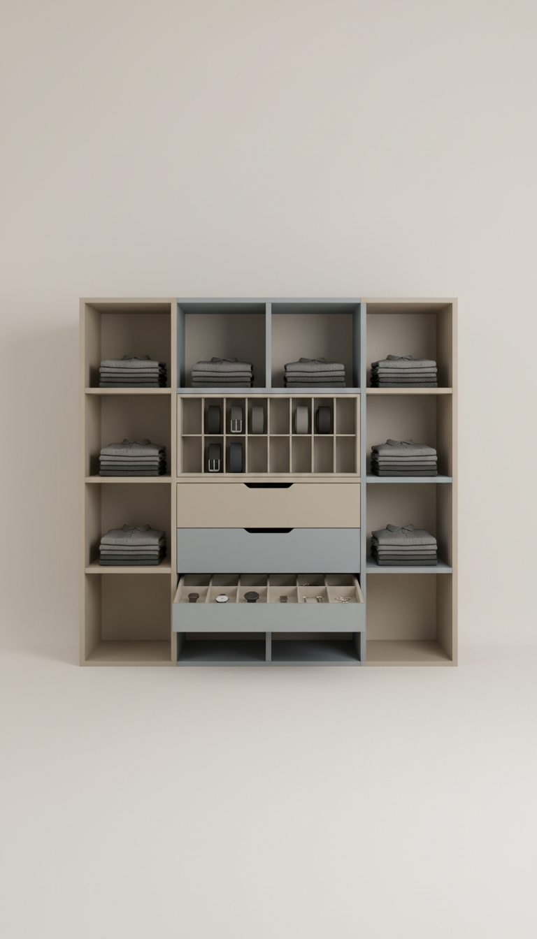 Modular closet divider unit with soft-touch panels