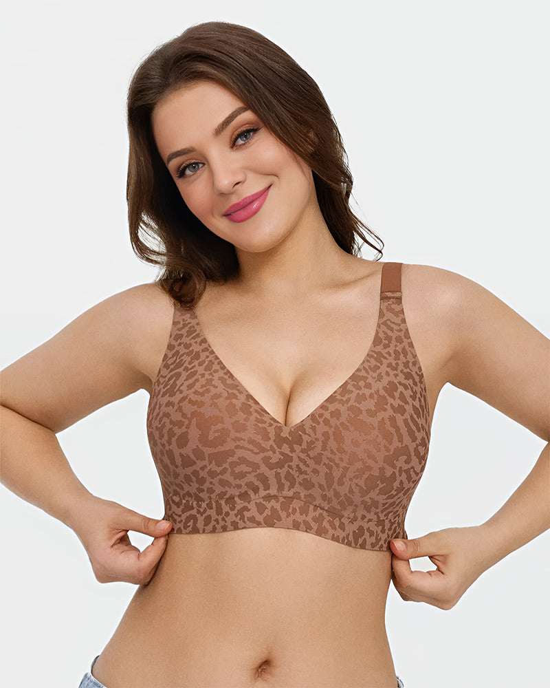 Leopard V-Neck Wireless Bra