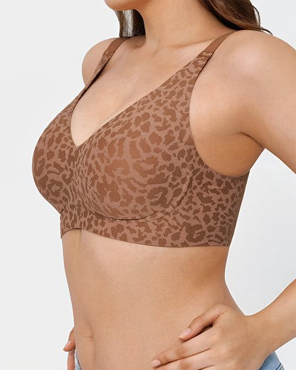 Leopard V-Neck Wireless Bra