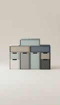 Custom-fit storage bins set in matte white