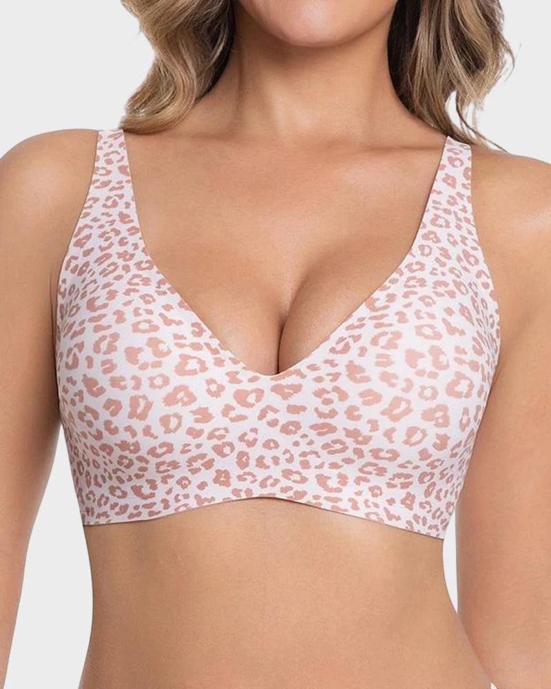 Leopard V-Neck Wireless Bra