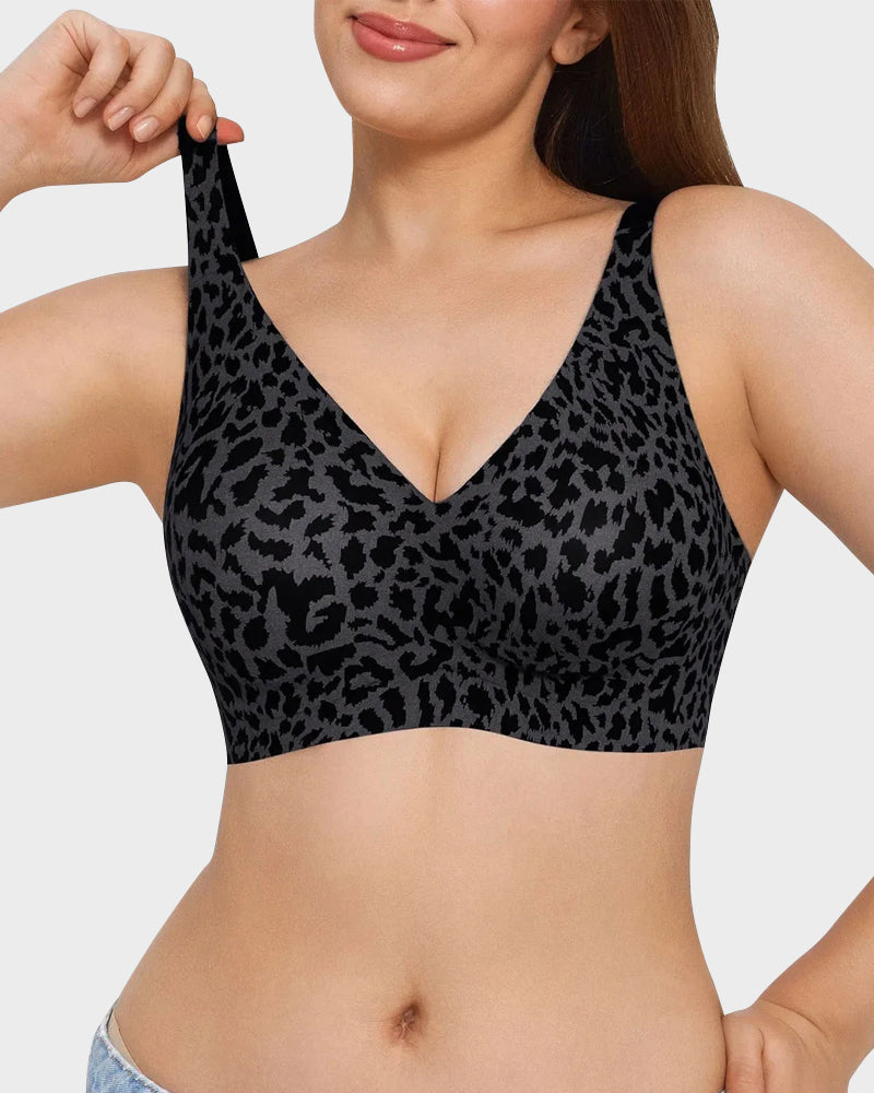 Leopard V-Neck Wireless Bra