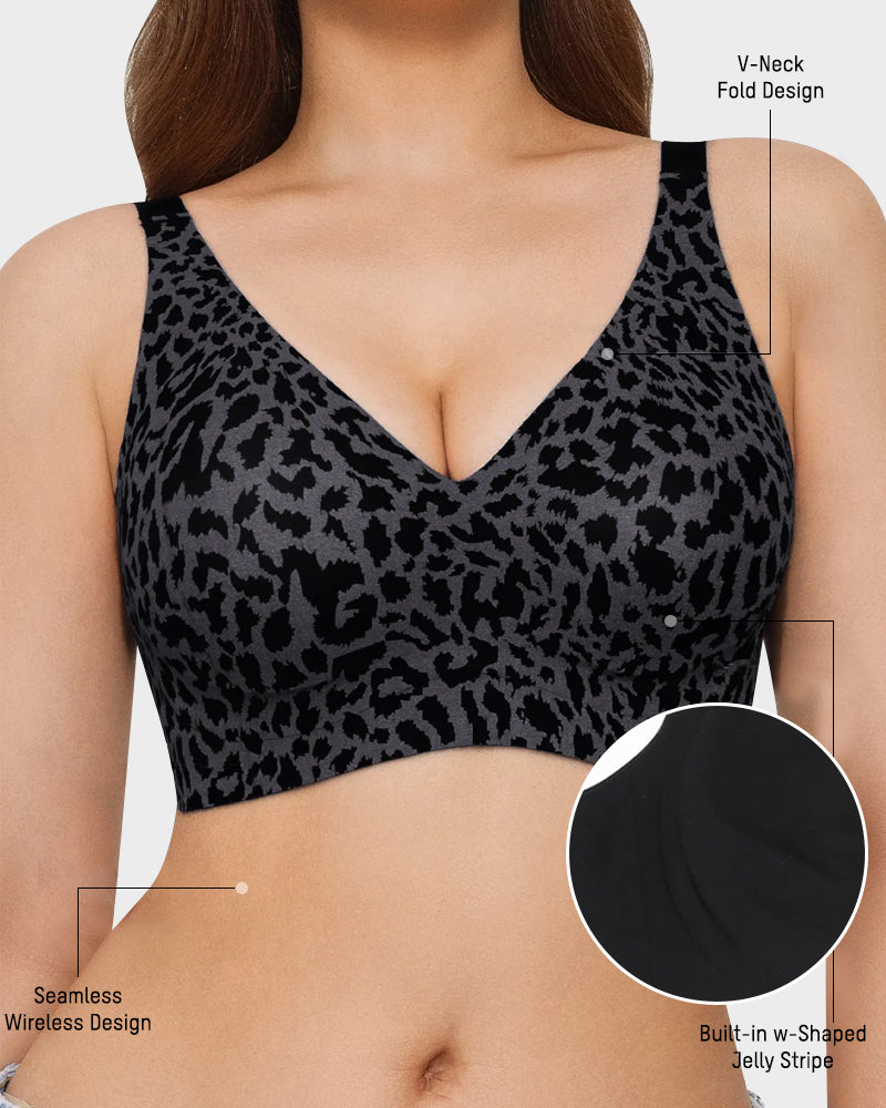 Leopard V-Neck Wireless Bra