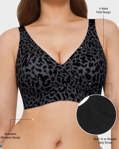 Leopard V-Neck Wireless Bra